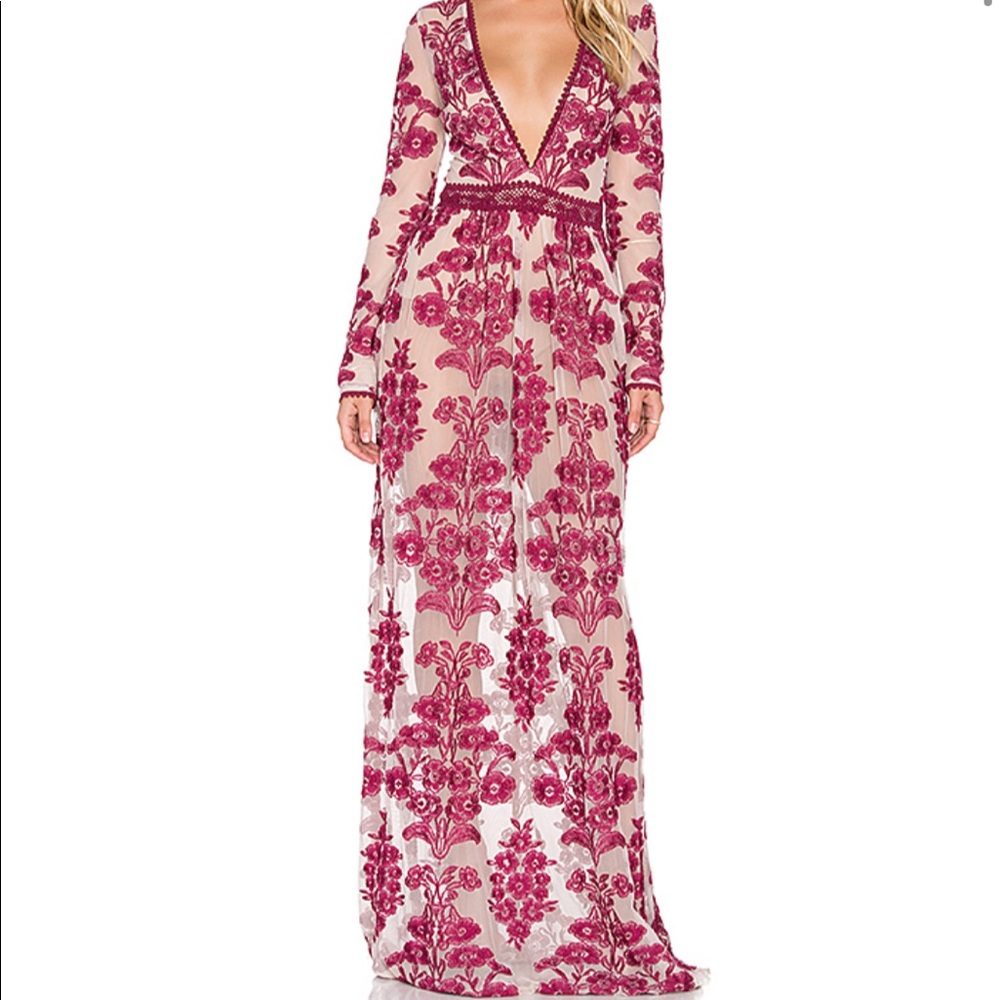 For Love & Lemons Temecula Maxi Dress in Wine